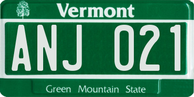 VT license plate ANJ021