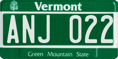 VT license plate ANJ022