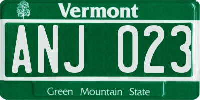 VT license plate ANJ023