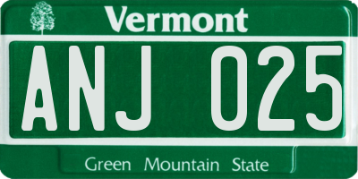 VT license plate ANJ025