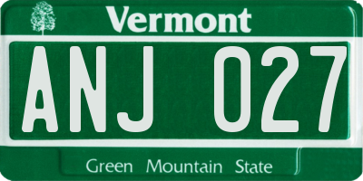 VT license plate ANJ027