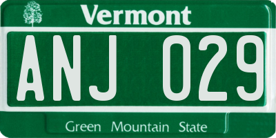 VT license plate ANJ029