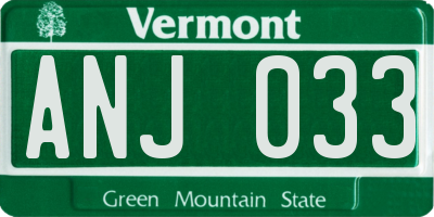 VT license plate ANJ033