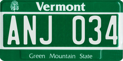 VT license plate ANJ034