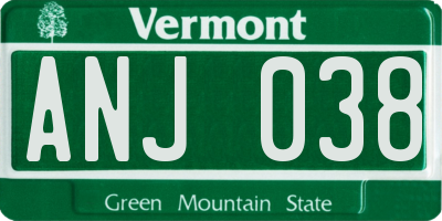 VT license plate ANJ038