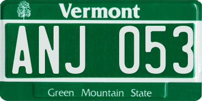 VT license plate ANJ053