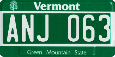 VT license plate ANJ063