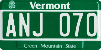 VT license plate ANJ070