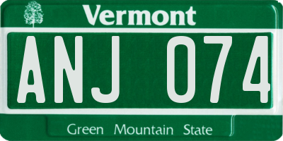 VT license plate ANJ074