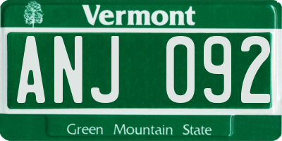 VT license plate ANJ092