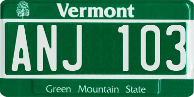 VT license plate ANJ103