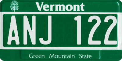 VT license plate ANJ122