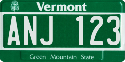 VT license plate ANJ123