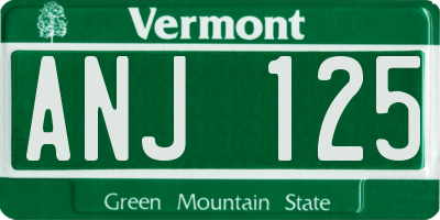 VT license plate ANJ125