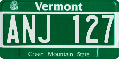 VT license plate ANJ127