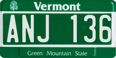 VT license plate ANJ136