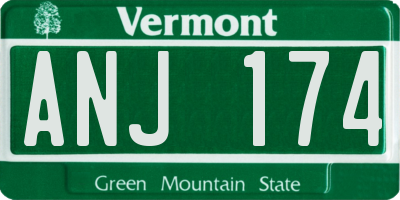 VT license plate ANJ174