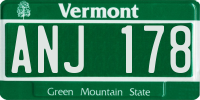 VT license plate ANJ178
