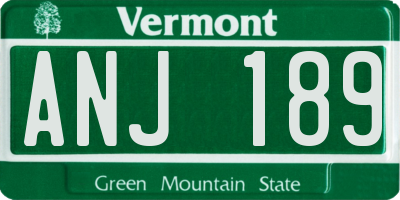 VT license plate ANJ189