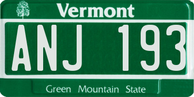 VT license plate ANJ193