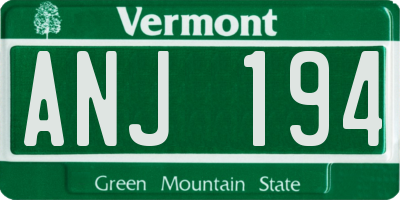 VT license plate ANJ194