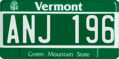 VT license plate ANJ196