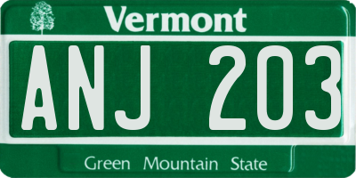 VT license plate ANJ203