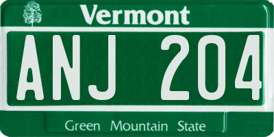 VT license plate ANJ204