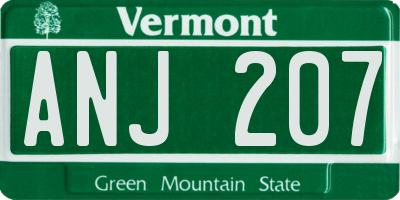 VT license plate ANJ207