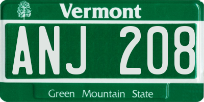 VT license plate ANJ208