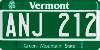 VT license plate ANJ212