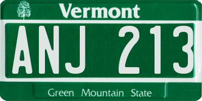 VT license plate ANJ213