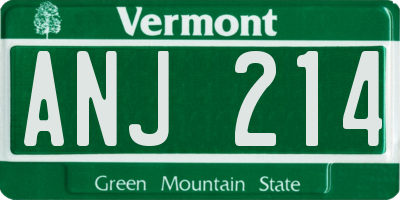 VT license plate ANJ214
