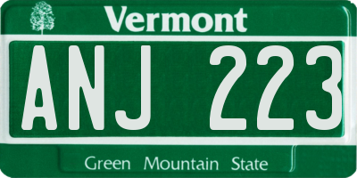 VT license plate ANJ223