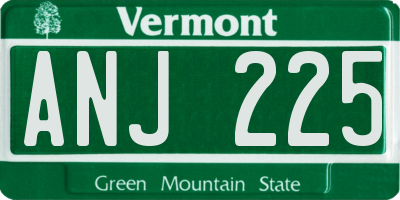 VT license plate ANJ225