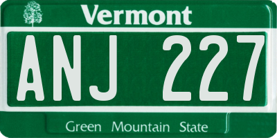 VT license plate ANJ227