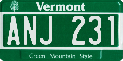VT license plate ANJ231