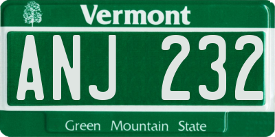VT license plate ANJ232