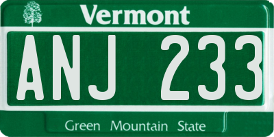 VT license plate ANJ233