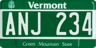 VT license plate ANJ234
