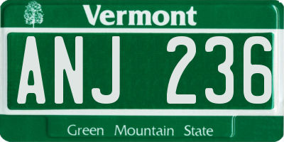 VT license plate ANJ236