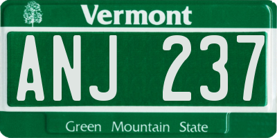 VT license plate ANJ237