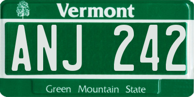VT license plate ANJ242