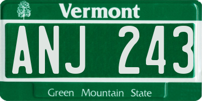 VT license plate ANJ243