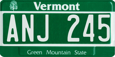 VT license plate ANJ245