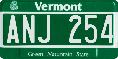 VT license plate ANJ254