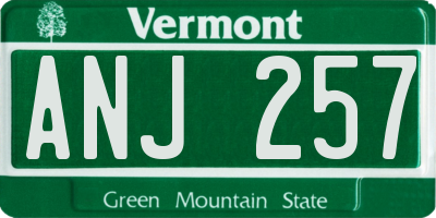 VT license plate ANJ257