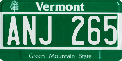 VT license plate ANJ265