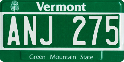 VT license plate ANJ275