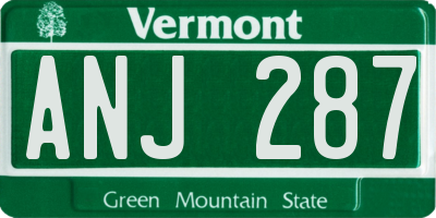 VT license plate ANJ287